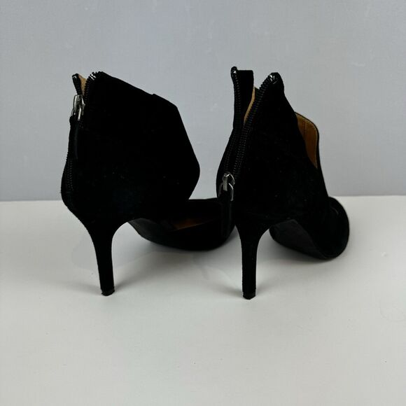 Tesori Black Suede Cross Strap Heels Size 6.5M Elegant Dress Shoes Cocktail date - Picture 6 of 11